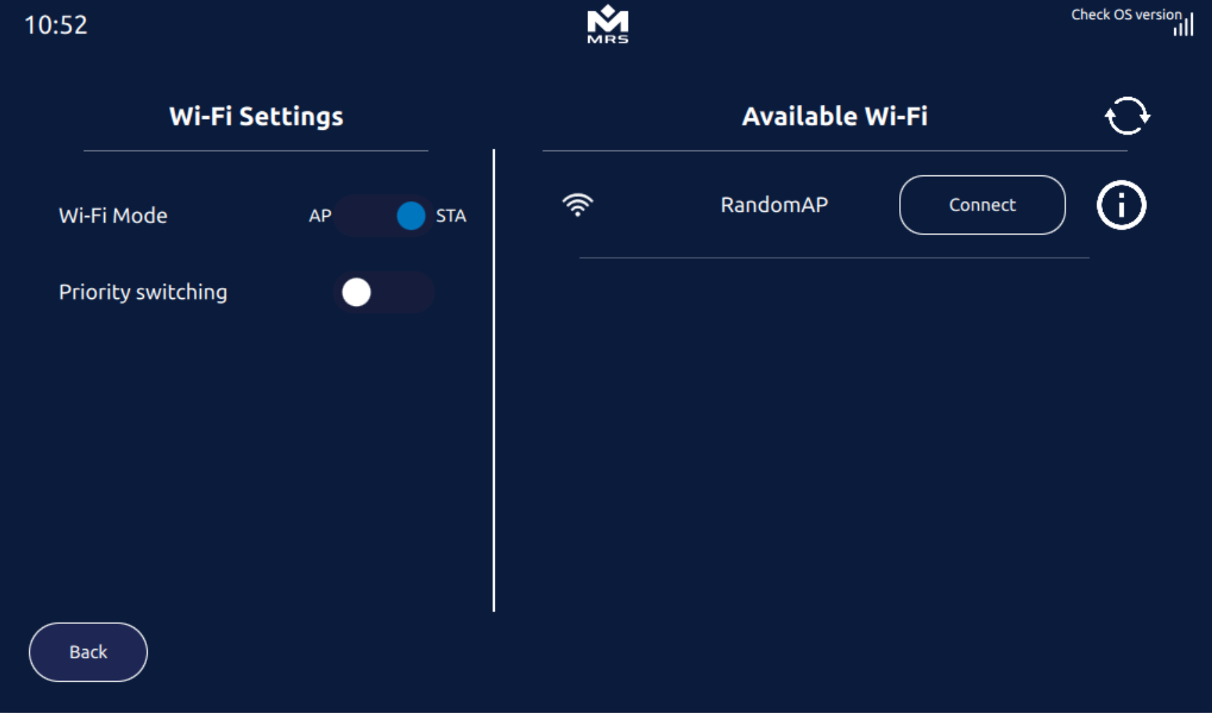 Options in the Wi-Fi Settings Menu